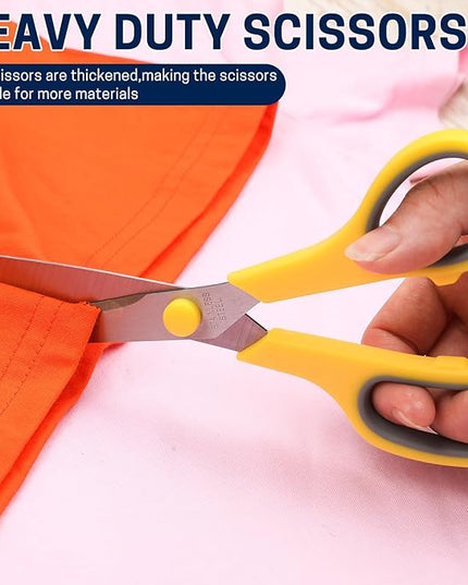 BURVAGY 24-Pack 8" All Purpose Heavy Duty Sharp Scissors Bulk for Office School Home Stainless Steel Blades Safety Soft Grip Handles,Right/Left Handed Scissors