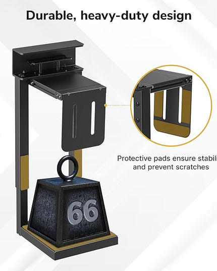 Mount-It! Under Desk PC Mount for Standing Desk, Heavy-Duty Clamp-On CPU Holder, Adjustable Computer Tower Mount for Desk, No-Drill, 66 lb Capacity, Fits Mid & Full Towers