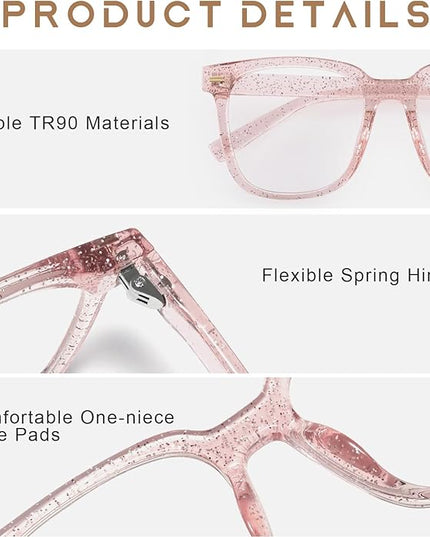 PANNER Oversized Square Blue Light Blocking Glasses for Women Men Anti Glare Reduce Eyestrain Computer Glasses