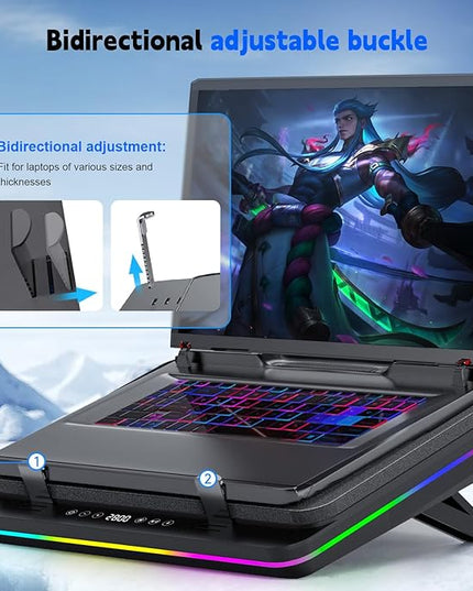 IETS GT600 RGB Laptop Cooling Pad Equipped with Gigantic Turbo-Fan（5.5inch Diameter）,Sealed Foam for Rapid Cooling Gaming Laptop,14.1-19.3 inch Laptop Cooler with 3-Port USB Hub,Dust Filter
