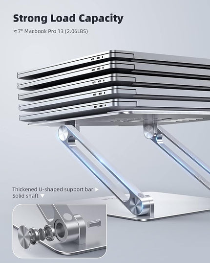 Lamicall Adjustable Laptop Stand, Portable Laptop Riser, Aluminum Laptop Stand for Desk Foldable, Ergonomic Computer Notebook Stand Holder for MacBook Air Pro, Dell XPS, HP (10-17.3'') - Silver