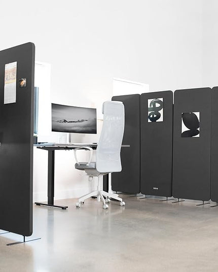 VIVO Freestanding 72 x 66 inch Privacy Panel, Cubicle Divider, Acoustic Wall Partition, x3 24 inch Panels, Dark Gray, PP-3-T072D