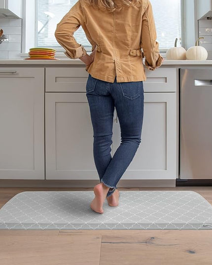 GelPro Elite Premier Anti-Fatigue Kitchen Comfort Floor Mat, 20x48, Lattice Light Grey Stain Resistant Surface with Therapeutic Gel and Energy-Return Foam for Health & Wellness