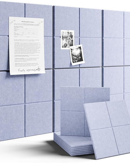 Fluxynara Large Felt Bulletin Board 36" x 24"Cork Board Alternative-6 Pack with 40 Safe Removable Adhesive Tabs, Cork Boards for Walls Cork Board for Home Office Classroom Pin Board-Soft Periwinkle