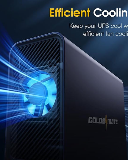 GOLDENMATE 1000VA/800W Lithium UPS Battery Backup and Surge Protector, Sinewave UPS System with LiFePO4 Battery(230Wh), Updated Pro Ver. with USB Communication Port, 8 Outlets, LCD Display, Gray