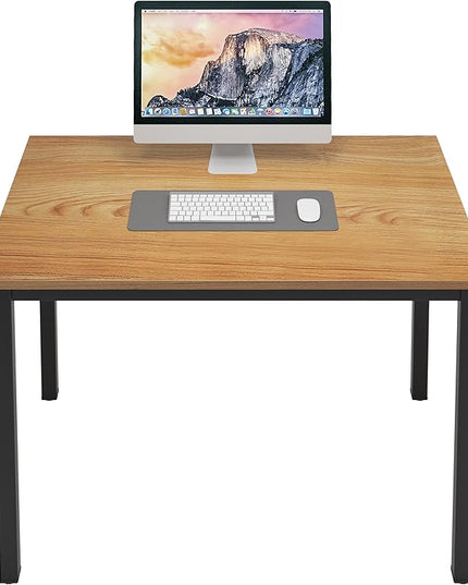 DlandHome 39 inches Small Computer Desk for Home Office Activity Table Writing Table for Small Spaces Study Table Student Laptop Desk Teak and Black DND-AC3BB-100