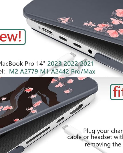 DONGKE Case for M5 MacBook Pro 14 inch 2025 2024-2021 M4 M3 M2 M1, Plastic Hard Shell Cover Compatible with A3434 A3112 A3401 A3185 A2992 A2779 A2442, Retina XDR Display & Touch ID, Cherry Blossoms