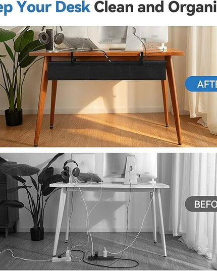 SHUWEI 36" Under Desk Cable Management Tray, Premium Fabric Cable Management for Desk, Clamp/Screw Mount Cable Tray for Office and Home (Black, 36" L)