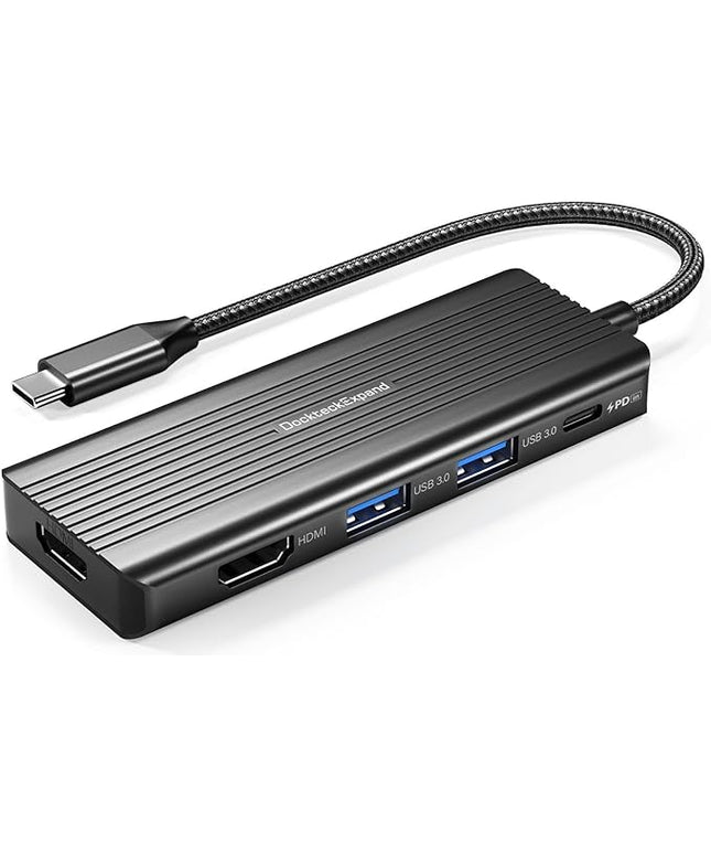 USBC to HDMI, DockteckExpand 5-in-1 USB C Hub with Dual HDMI 4K@30Hz, 2 USB 3.0 Ports, 100W PD Charging – Compatible with MacBook, Dell, Chromebook & More