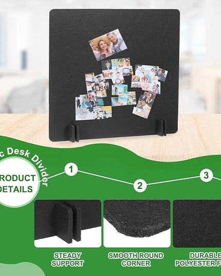PATIKIL Desk Divider, 2 Set 24 x 24 Inch Acoustic Freestanding Desk Divider Desk Privacy Panel with 8 Pcs Support Feet for Library Office Workstation, Black