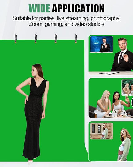Green Screen Backdrop Kit, 5×7ft Portable Greenscreen Background with Adjustable T-Shaped Stand, 5 Clamps, Carrying Bag for Parties, Streaming, Photography, Zoom, Gaming, Video Studio