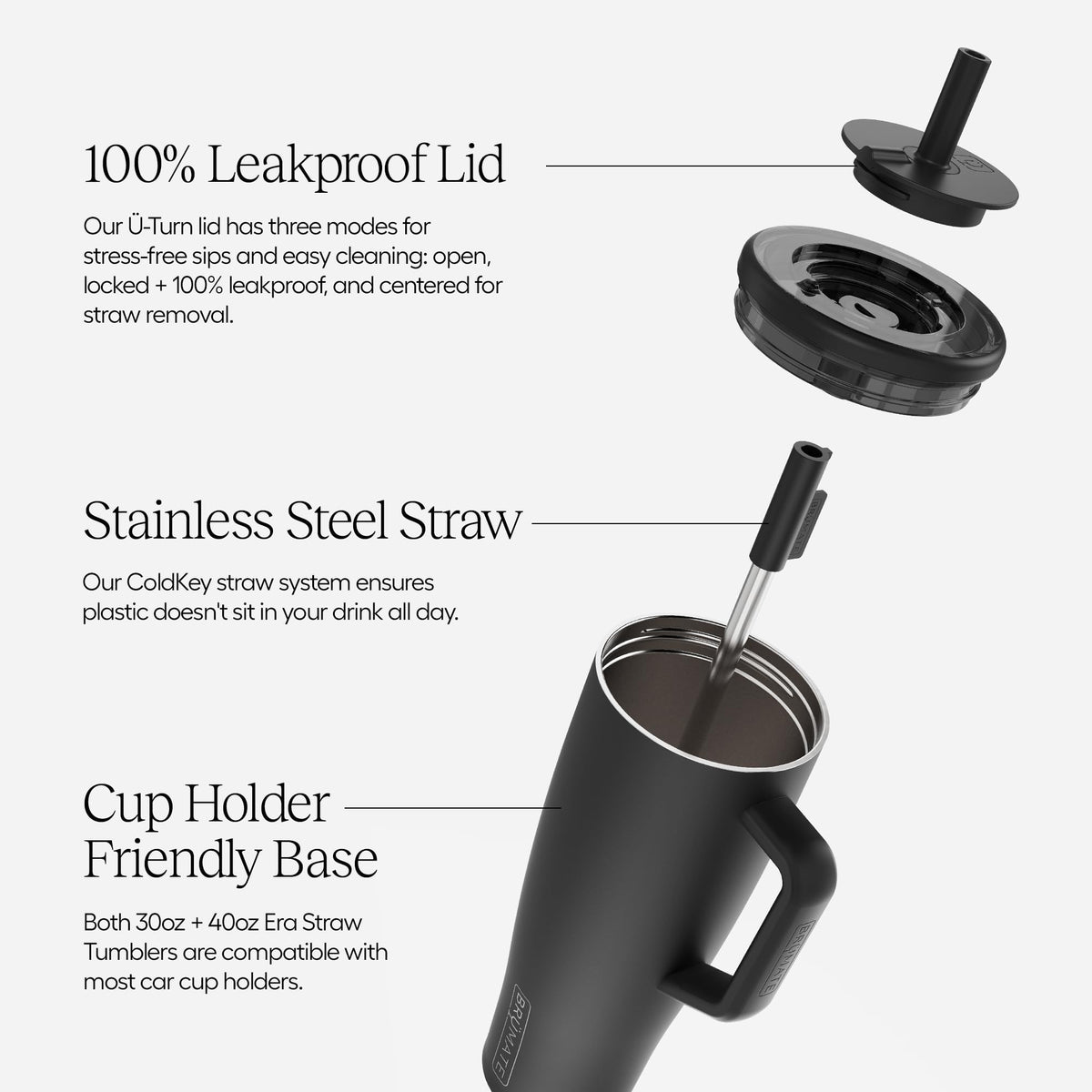 BrüMate Era 30 oz Tumbler with Handle and Straw | 100% Leakproof Insulated Water Bottle Tumbler with Lid and Flexible SoftSip Straw | Made of Stainless Steel | Cup Holder Friendly | 30oz (Lilac Dusk)