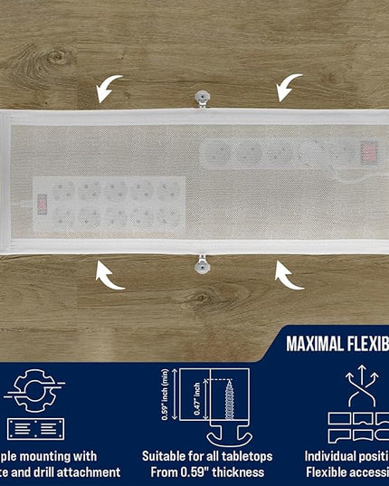 Cable Management net - Under Desk Wire Management - Flexible Under Desk Cable Management Tray White