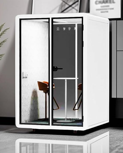 Mobile Office Pod Booth, Quiet Meeting Pod with Acoustic Panels, Sound Proof Room with Desk, Portable Removable Working Booth for Private Phone Calling Study,150cm