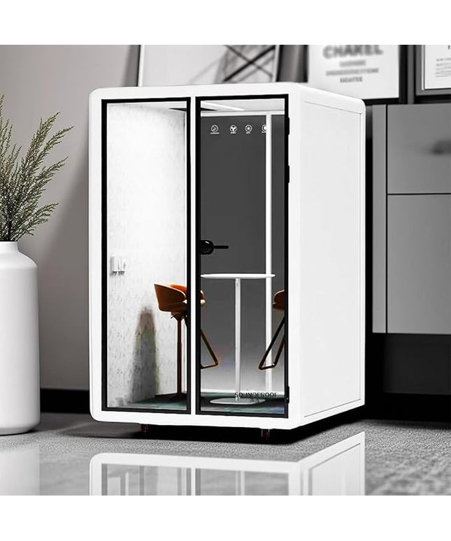 Mobile Office Pod Booth, Quiet Meeting Pod with Acoustic Panels, Sound Proof Room with Desk, Portable Removable Working Booth for Private Phone Calling Study,150cm