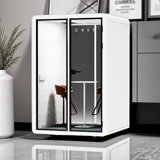 Mobile Office Pod Booth, Quiet Meeting Pod with Acoustic Panels, Sound Proof Room with Desk, Portable Removable Working Booth for Private Phone Calling Study,150cm