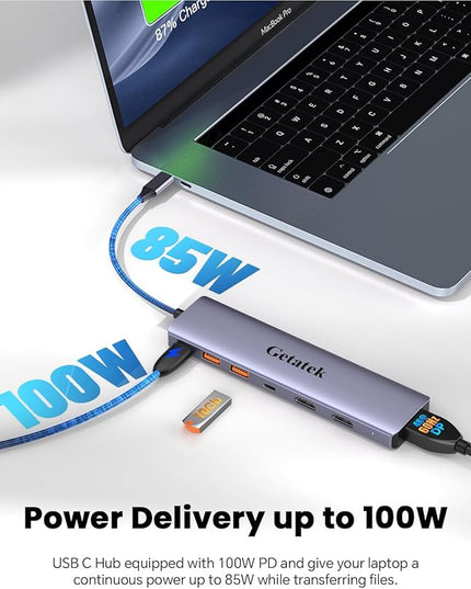 10Gbps USB C Hub, Laptop Docking Station, 7in1 Triple Display Docking Station with Dual HDMI, DisplayPort, PD 100W, 2 USB 3.2, USB C 3.2 Port for Dell Hp Lenovo Surface Windows