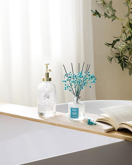 Airkeep Reed Diffuser Set,3.38 fl oz (100 ml) - Ocean Mist&Sea Salt Oil Diffusers with 8 Reed Sticks,Home Fragrance Reed Diffuser for Bathroom Shelf Decor