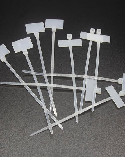 REXUS Plastic Cable Tie With Outer Label 100 Pcs Write on Tags Wire Zip Ties Cable Mark Tags 3 x 100mm Nylon Power Marking Label Binding Strap(CT_PL_LO100)