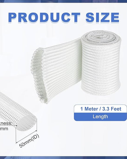 uxcell Insulation Cable Protector,50mm/1.97 Inch-1m/3 Feet High Temp Fiberglass Sleeve White