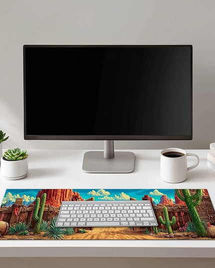 Mouse Pad Gaming Mousepad 31.5 x 11.8 Inch Western Desert Gate Artwork Diatomite Large Keyboard Desktop Mat XL Mouse Pad for Home and Office Desk Accessories