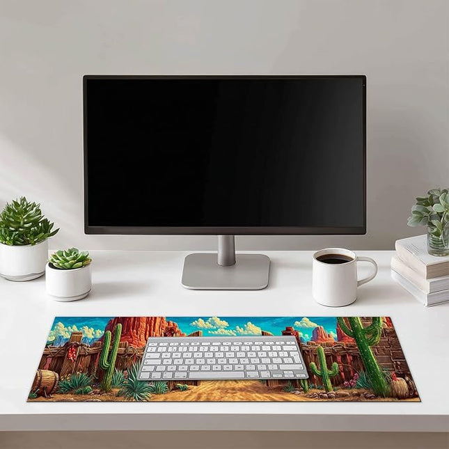 Mouse Pad Gaming Mousepad 31.5 x 11.8 Inch Western Desert Gate Artwork Diatomite Large Keyboard Desktop Mat XL Mouse Pad for Home and Office Desk Accessories