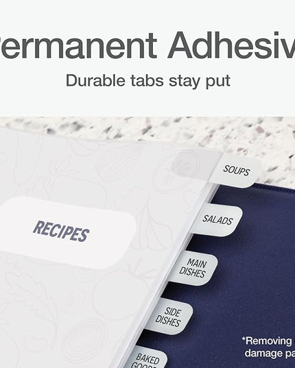 Redi-Tag Laser Index Tabs, Divider Tabs, Permanent Adhesive Index Labels, Customizable Divider Labels, 7/16" x 1", White, 180 Tabs, (B33001)