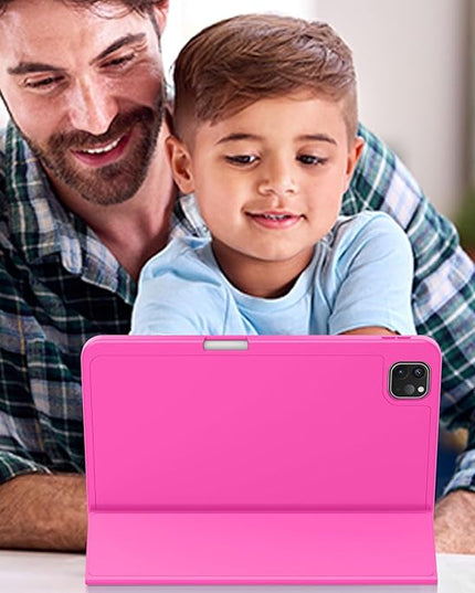 ZryXal iPad Pro 11 Inch Case (M5) 2025/ (M4) 2024 (Model: A2836/A2837/A3006), Trifold Stand Smart Cover with Pencil Holder and Soft TPU Back, Auto Wake/Sleep (Rose Red)