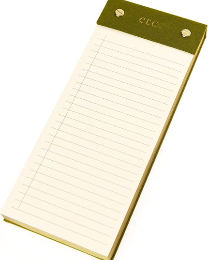 Graphique Post-Bound List Pad Luxe Collection, Perforated Sheets To-Do Notepad, Hardcover Binding, Gold Foil Embossing, 100 Pages, 4” x 9.75”, Olive Green