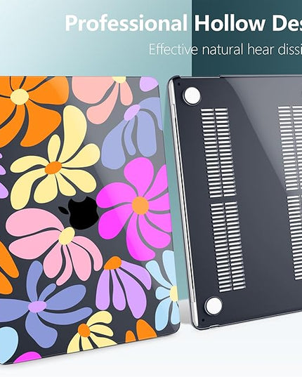 DONGKE for M4 MacBook Air 13.6 Inch Case 2025 2024 2023 2022 Model A3240 A3113 A2681 M3 M2 Chip, Plastic Hard Shell Case Cover with Touch ID for MacBook Air 13 Inch M4 - Retro Flowers