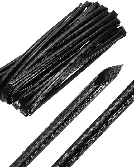 MECCANIXITY 30ft Braided Cable Sleeve, 5/16" ID 200C High Temperature 1500V Fiberglass Wire Insulation Cord Protector Organizer Wires Management for Motor Engine Fuel Line, Black