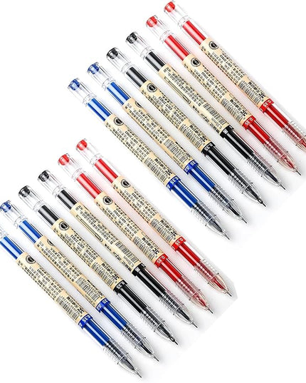 Gel Ink Pen Quick Drying Liquid Ink Pens fine point Japanese Style Pens 0.38 mm Ballpoint Maker Pen School Office student Exam Writing Stationery Supply Technical Pens 12Pcs(4 Black 4Blue 4Red)