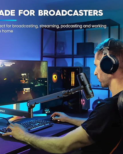 THRONMAX Twist S6 Microphone Boom Arm, Low Profile Mic Stand with Cable Management,Desk Clamp, Versatile Mounting, All-Metal and Fully Adjustable Mic Arm for Streaming, Gaming, Home Office,Universal
