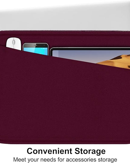 Laptop Sleeve 15.6 inch, Durable Computer Carrying Bag Protective Case Briefcase Handbag with Front Pocket, Slim Laptop Cover for 15.6 Inch HP, Dell, Lenovo, Asus, Notebook, Wine Red