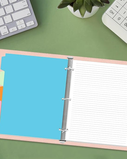 3 Hole Lined Paper for A4 Binder - 50 Sheets/100 Pages Loose Leaf Paper Line Refills, 5 Sheets Dividers, 8.5" x 11"