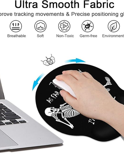 Britimes Skull Skeleton Black Ergonomic Mouse Pad Set with Wrist Rest Non-Slip Rubber Base Wrist Cushion Support and Coasters Mousepad with Wrist Support for Computer Keyboard and Desk