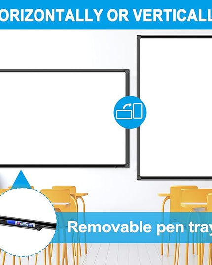 H-Qprobd 48"x24" Magnetic White Board Dry Erase Wall Mount Whiteboard - Office Home Classrooms White Board Hanging Writing Board with Black Aluminum Frame