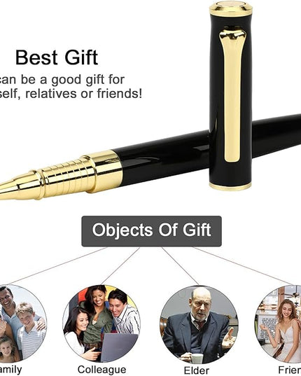 YIVONKA Luxury Ballpoint Pen Black Refill Line width 0.5mm,Best Office Pen Gift for Men & Women Professional Executive,Nice BallPens Classy Gift Box (Black)