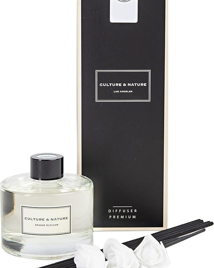 CULTURE & NATURE Reed Diffuser Set 6.7oz (200ml) Orange Blossom Scented Diffuser with Sticks Home Fragrance Reed Diffuser for Bathroom Shelf Decor