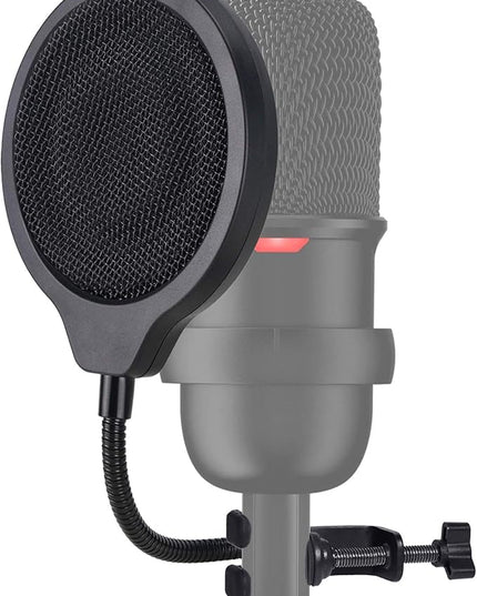 SoloCast Microphone Pop Filter Mask Shield For HyperX SoloCast Mic, 4 Inch 3 Layers Windscreen with Flexible 360°Gooseneck Clip by SUNMON