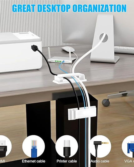 XHF 80 PCS Self Adhesive Cable Clips(XL) White,Wire Clips Cable Management Wire Organizer Cord Holder for Under Desk, Car, Wall, TV PC Ethernet Cable