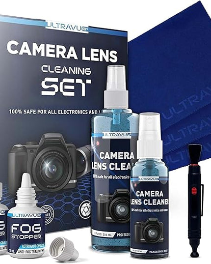 ULTRAVUE’s Ultimate Camera Lens Cleaning Kit –Camera Lens Cleaner, Lens Pen, Fog Stopper, and Microfiber Cloths - Camera Cleaning Kit - Lens Blower for DSLR & Digital Camera Accessories Camera Kit