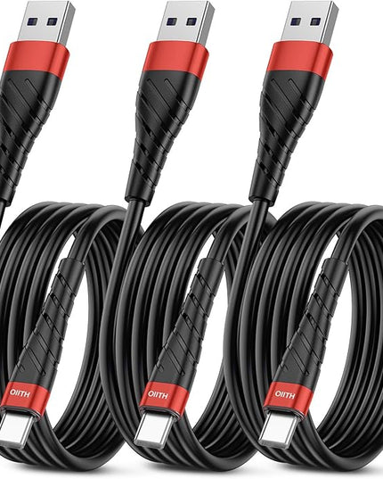 OIITH USB C Cable, USB A to USB C 3A Fast Charging (3FT 3Pack) Phone USB Type-C Charge Cable Android Charge Cord USB C Charger Cable for iPhone 15 Plus/Pro/Pro Max/Samsung/Pad/Laptop/LG/-Red