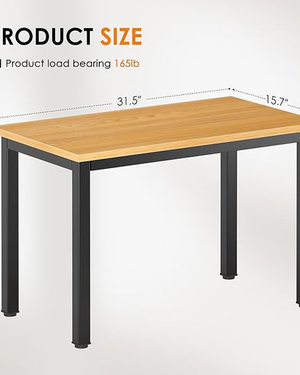 DlandHome 31.5 inches Small Computer Desk for Home Office Activity Table Writing Table for Small Spaces Study Table Student Laptop Desk Teak and Black DND-AC3BB-8040