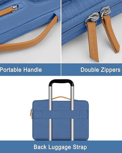 MOSISO 360 Protective Laptop Case 13.3 inch, 13-13.3 inch Laptop Sleeve Compatible with MacBook Air/Pro 13 / Pro 14,HP Dell Acer ASUS,Side Open Carrying Case with 4 Zipper Pockets&Handle, Cadet Blue
