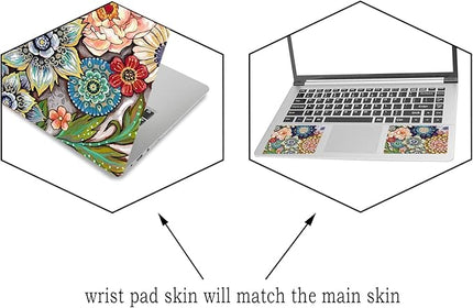 Laptop Skin Sticker Decal,12" 13" 13.3" 14" 15" 15.4" 15.6 inch Laptop Vinyl Skin Sticker Cover Art Protector Notebook PC (2 Wrist Pad Skins Included), Decorative Waterproof Removable, Colorful Flower