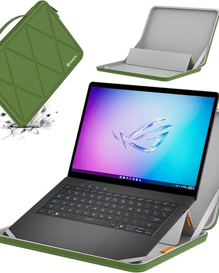 Smatree MS58 Hard EVA Protective Sleeve with Stand Compatible for 14 inch ASUS ROG Zephyrus G14 GA403 2025/2024, for ROG Zephyrus G14 GA402 2023/2022, 2-in-1 Laptop Stand Case, Protective Cover, Green