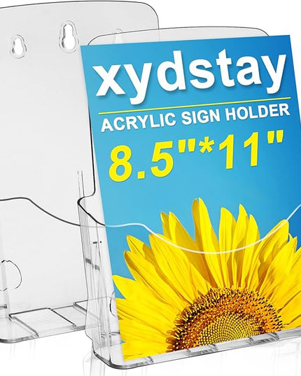 Acrylic Brochure Holder 8.5x11 Inches Slant Back Design, Clear Display Stand, Plastic Table Stand Sign Holder,Pamphlet Holder Flyer Holder, Acrylic Display Stand,for Office, Home, Store, 2 Pack
