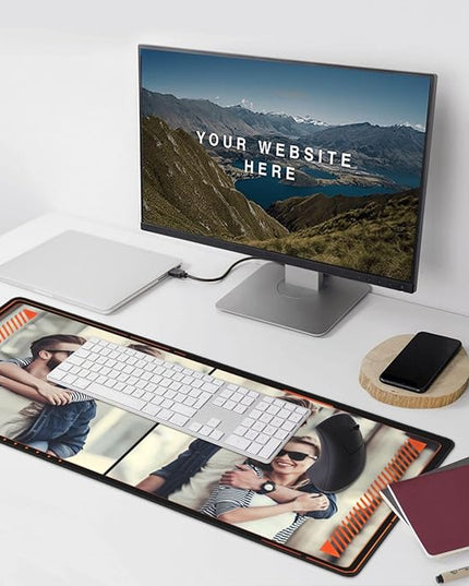 Custom Large Mouse Pad with Photo Personalized Desk Pad Add Your Picture Text Logo Mouse Mat Customized Game Mousepad for Office Computer (16x35.5in / 40 x 90cm)