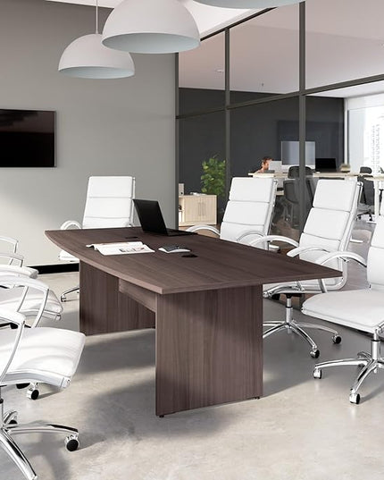 Bush Business Furniture 96-inch Office Conference Table with Wood Base, Boardroom Meeting Space for 8 Users, Storm Gray